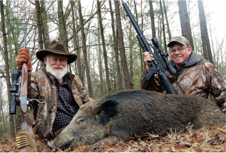 Longtime hog hunters Larry Weishuhn and Luke Clayton